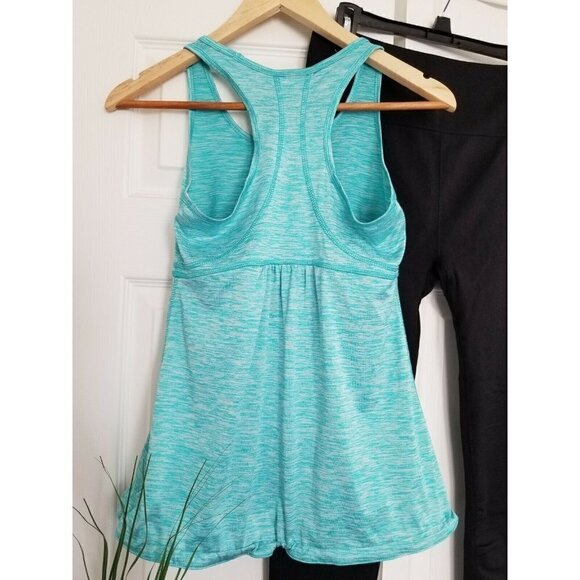 Be Inspired Activewear Tank Top With Racer Back Draw String Hem Teal Size (S) - Picture 4 of 7